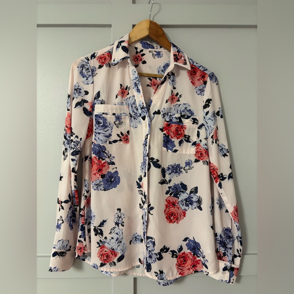 Blush Pink Floral Print Women's Top